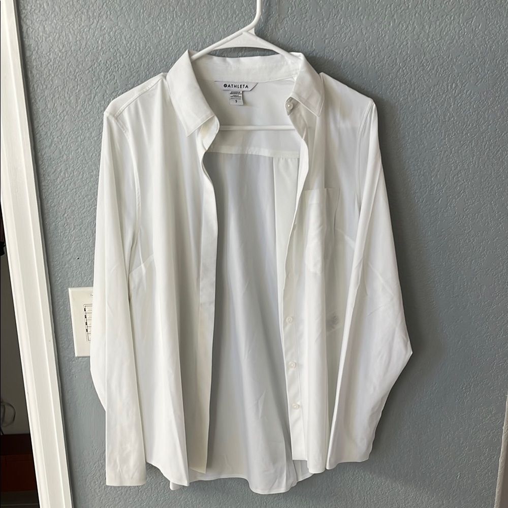 Athleta White Button-Up Shirt